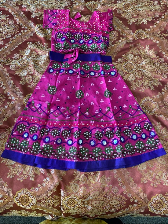 Other - Girls' Embellished Magenta Party Dress with two piece skirt set